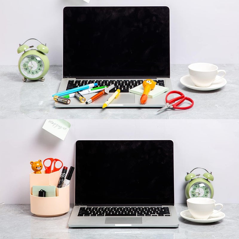 EDENMS Desk Pencil Pen Holder, 3 Slots 360-Degree Spinning Organizers, Desktop Storage Stationery Supplies, Cute Cup Pot for Office, School, Art Supply, Kids - Pink - Image 4
